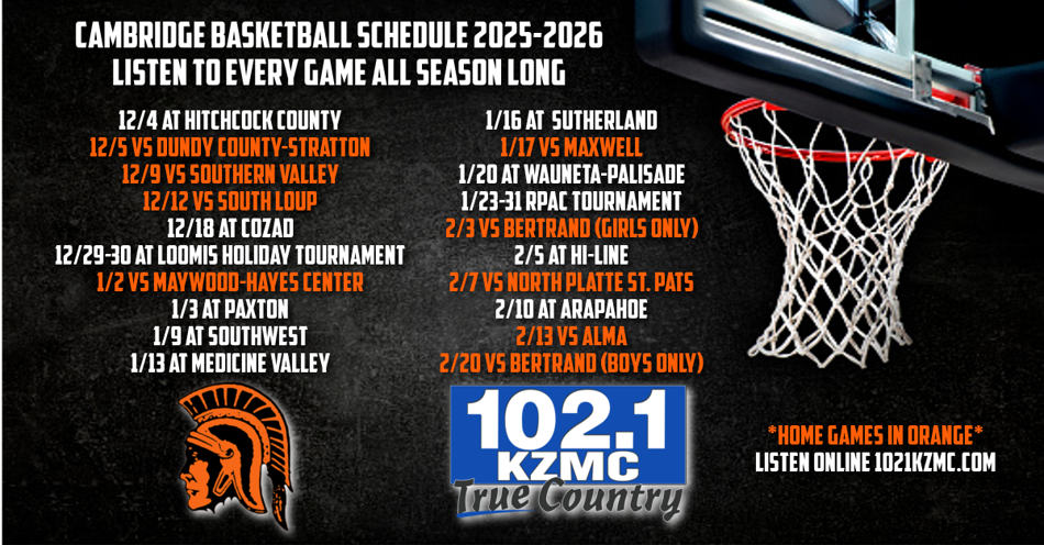 Cambridge Basketball Broadcast Schedule 2025-2026