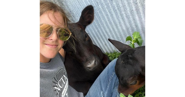 Taylor Wilson, an animal science major from Hastings, hangs out with some calves. She has thrived at NCTA with involvement on the Livestock Judging and Rodeo Teams. Watch for a video all about Taylor on our social media this week.