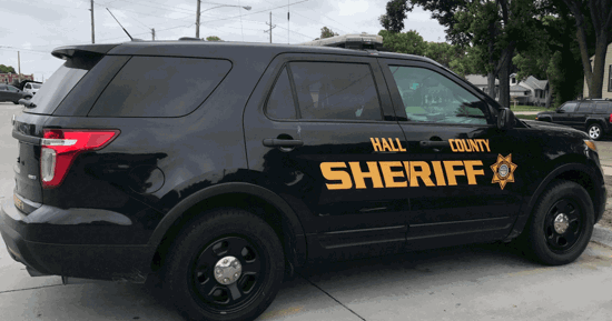 Passenger side of a Hall County Sheriff Vehicle.